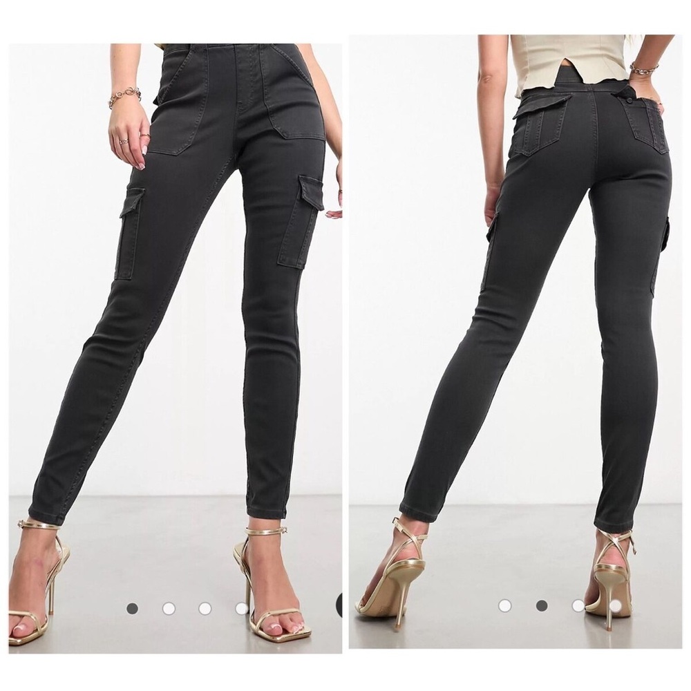 SPANX Stretch Twill Ankle Cargo Pants in Washed Black Size Medium NEW